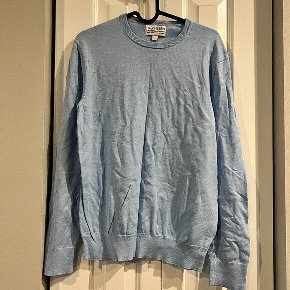 MEN Calvin Klein baby blue Sweater 100% Cotton - Picture 1 of 4